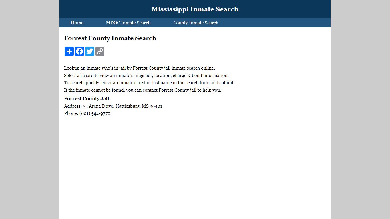Forrest County Inmate Search